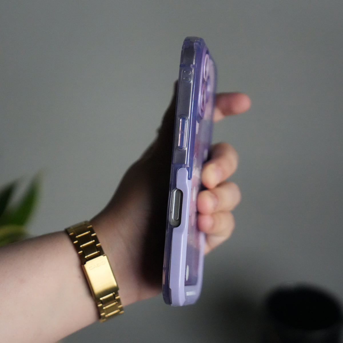 iPhone Series Beautiful Purple Glossy Floral With Kickstand Case Cover