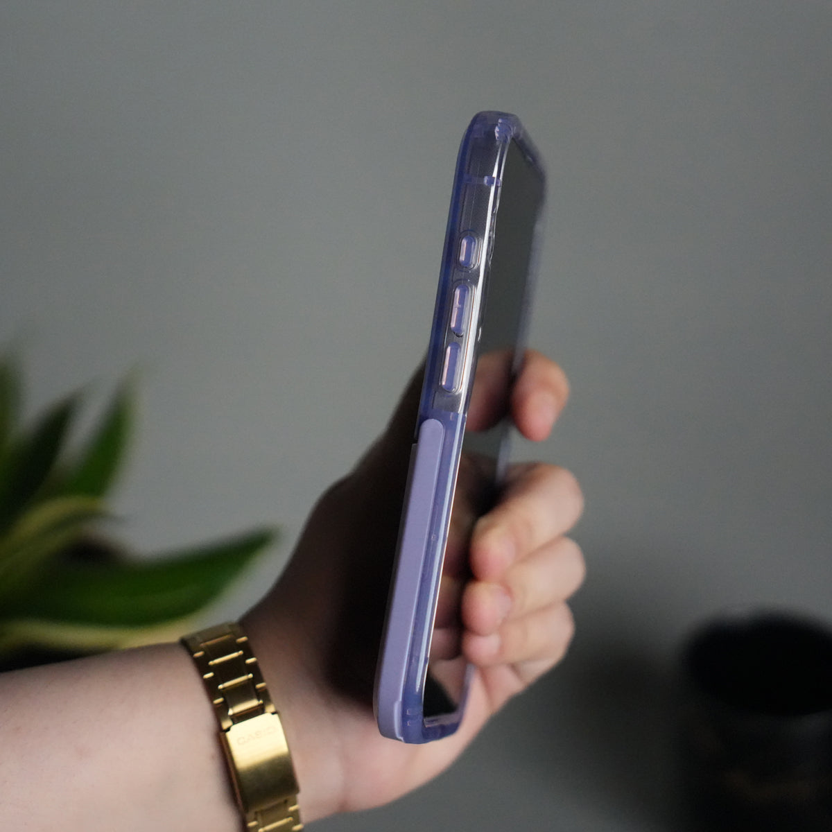 iPhone Series Beautiful Purple Glossy Floral With Kickstand Case Cover