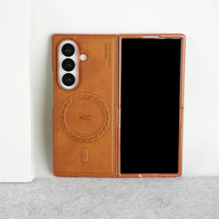 Stitch PU Leather Magnetic Charging Ring Cover For Galax Z fold 7