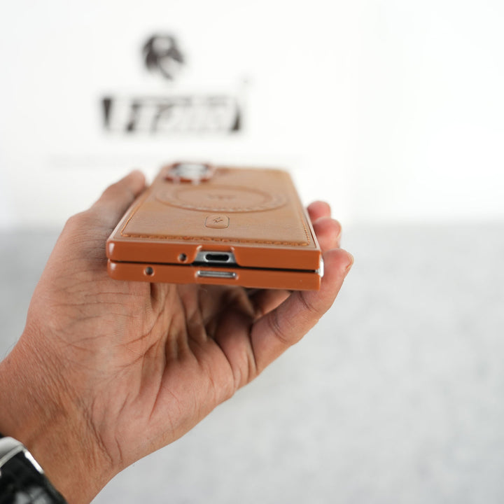 Stitch PU Leather Magnetic Charging Ring Cover For Galax Z fold 7