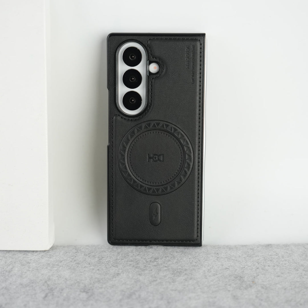 Stitch PU Leather Magnetic Charging Ring Cover For Galax Z fold 7