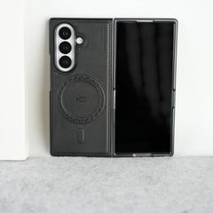 Stitch PU Leather Magnetic Charging Ring Cover For Galax Z fold 7