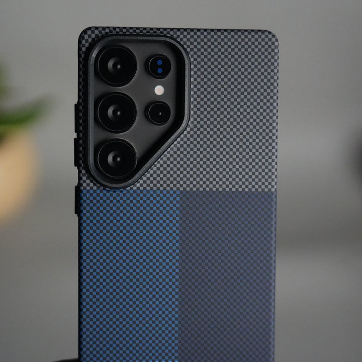 Galaxy S25 Ultra Carbon Fiber Texture Aramid Design Hard Pc MagSafe Cover | BlueMix Design