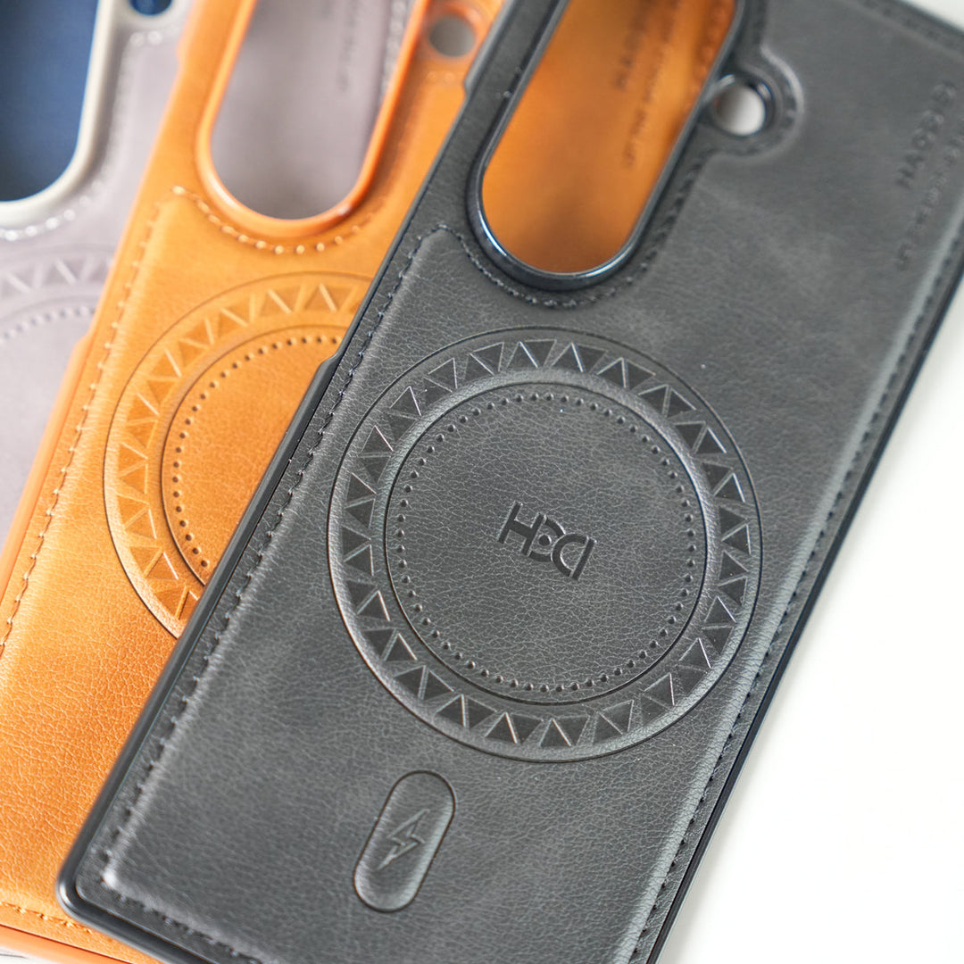 Stitch PU Leather Magnetic Charging Ring Cover For Galax Z fold 7