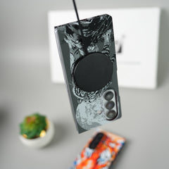 Samsung Galaxy Z Fold 7 Carbon Fiber Texture Case | Tiger Printed Hard PC Cover with MagSafe (Colorful Tiger)