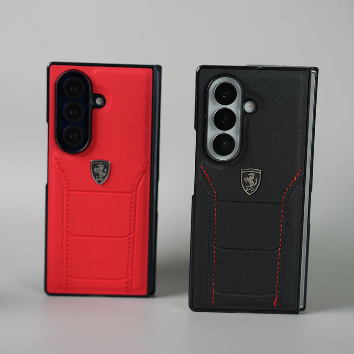 Samsung Galaxy Z Fold 7 FR Stitched PU Leather Case Cover (Red)