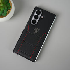 Samsung Galaxy Z Fold 8 Ultra FR Stitched PU Leather Case Cover (Black)