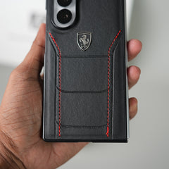 Samsung Galaxy Z Fold 8 Ultra FR Stitched PU Leather Case Cover (Black)