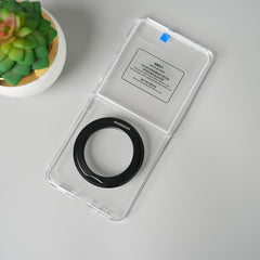 Samsung Galaxy Z Flip 7 Crystal Clear Case with 360° Rotating Stand & Front Glass Protection