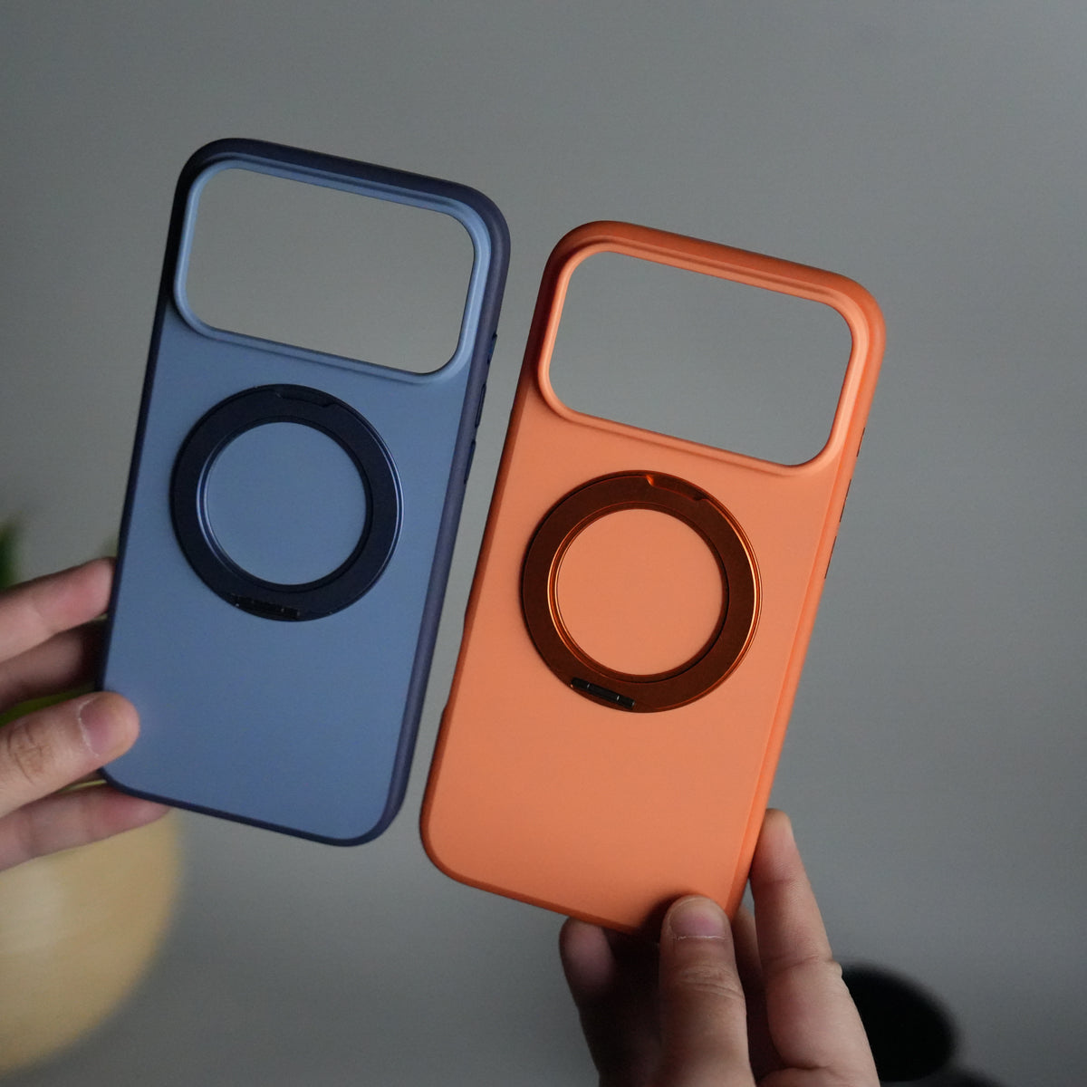 iPhone 17 Pro Matte Shockproof Case with Metal 360° Kickstand