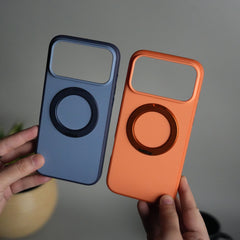 iPhone 17 Pro Matte Shockproof Case with Metal 360° Kickstand