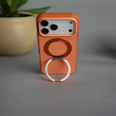 iPhone 17 Pro Matte Shockproof Case with Metal 360° Kickstand