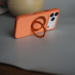 iPhone 17 Pro Matte Shockproof Case with Metal 360° Kickstand