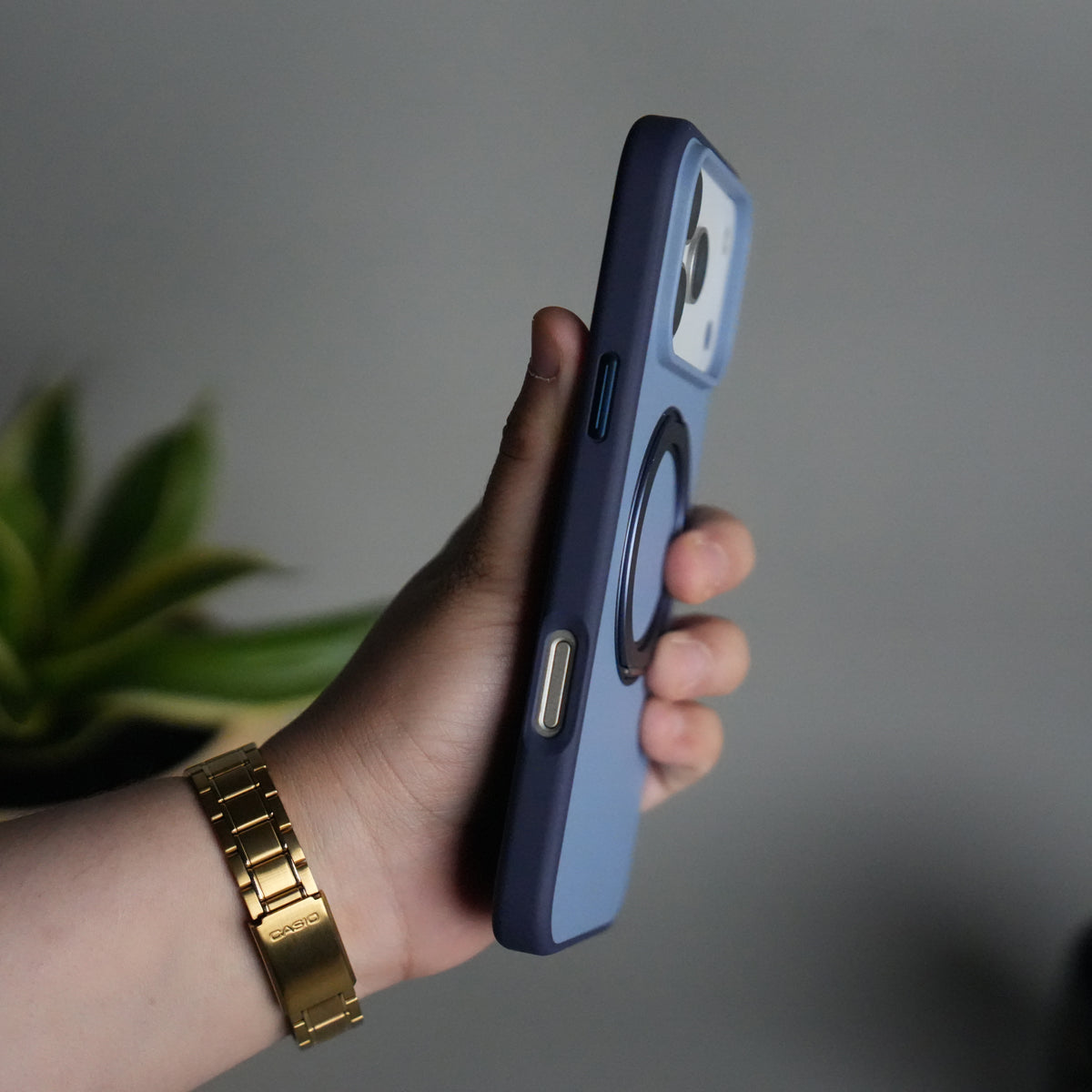 iPhone 17 Pro Matte Shockproof Case with Metal 360° Kickstand