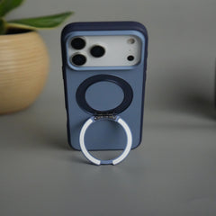 iPhone 17 Pro Matte Shockproof Case with Metal 360° Kickstand