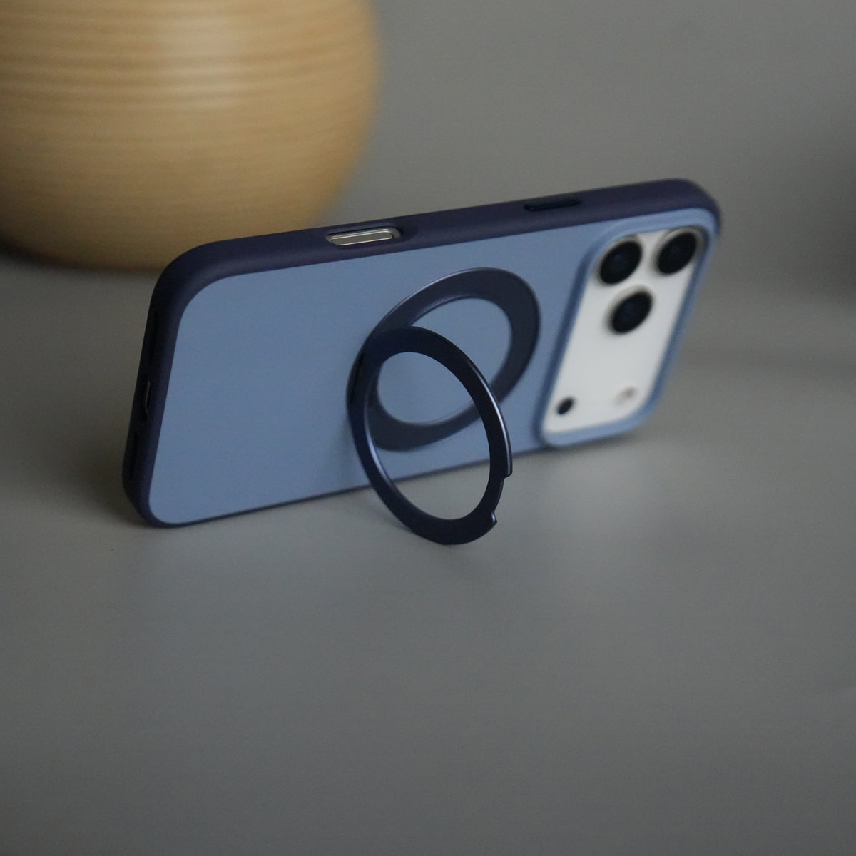 iPhone 17 Pro Matte Shockproof Case with Metal 360° Kickstand