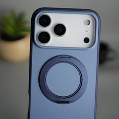 iPhone 17 Pro Matte Shockproof Case with Metal 360° Kickstand