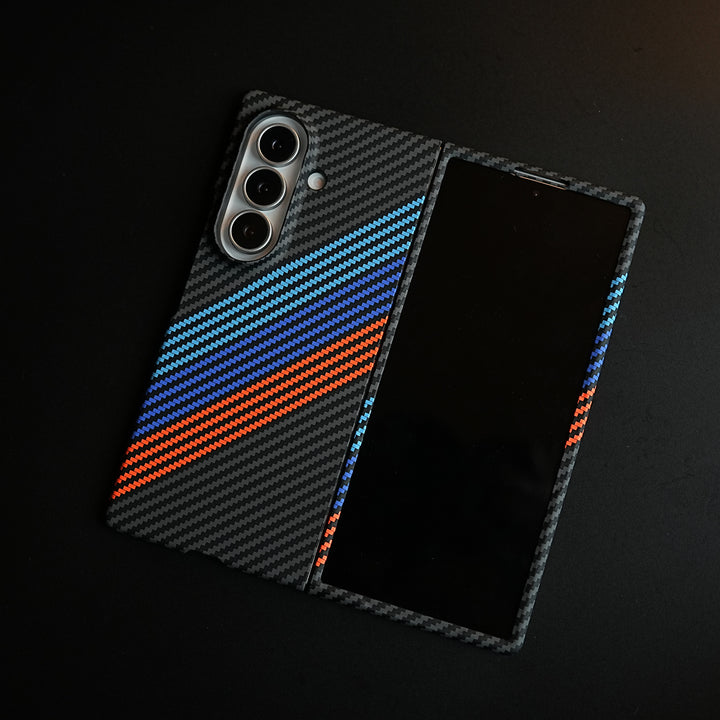 Aramid Design Hard Pc Case for Samsung Galaxy Z Fold 8 Ultra | MagSafe Cover | BlueOrangeLine