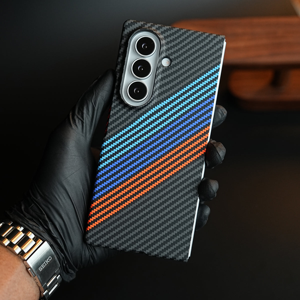 Aramid Design Hard Pc Case for Samsung Galaxy Z Fold 8 Ultra | MagSafe Cover | BlueOrangeLine