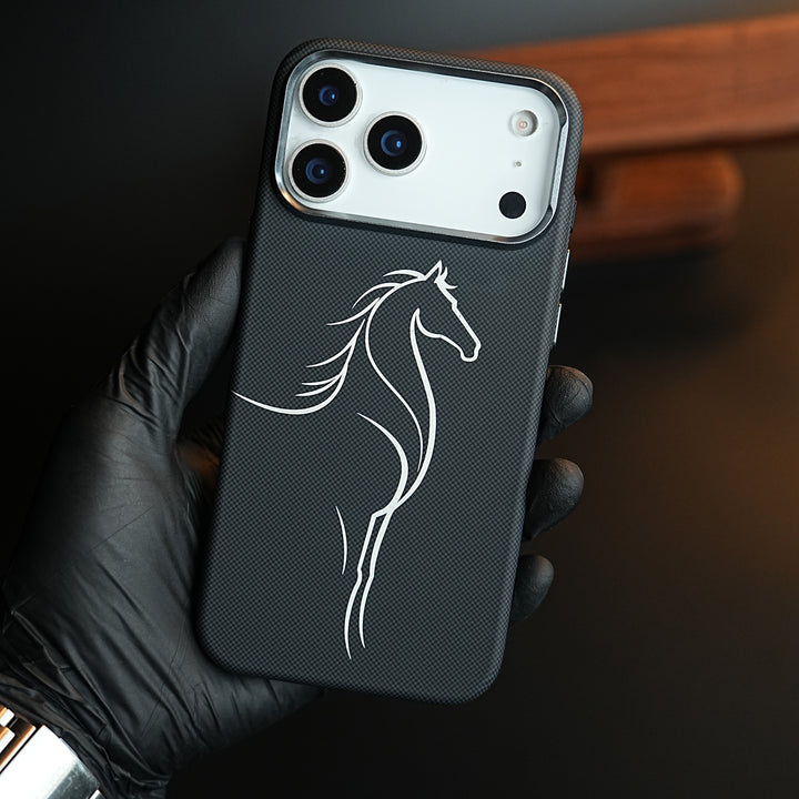 Aramid Design Hard Pc Case for iPhone 17 Pro Max | MagSafe Cover | Horse