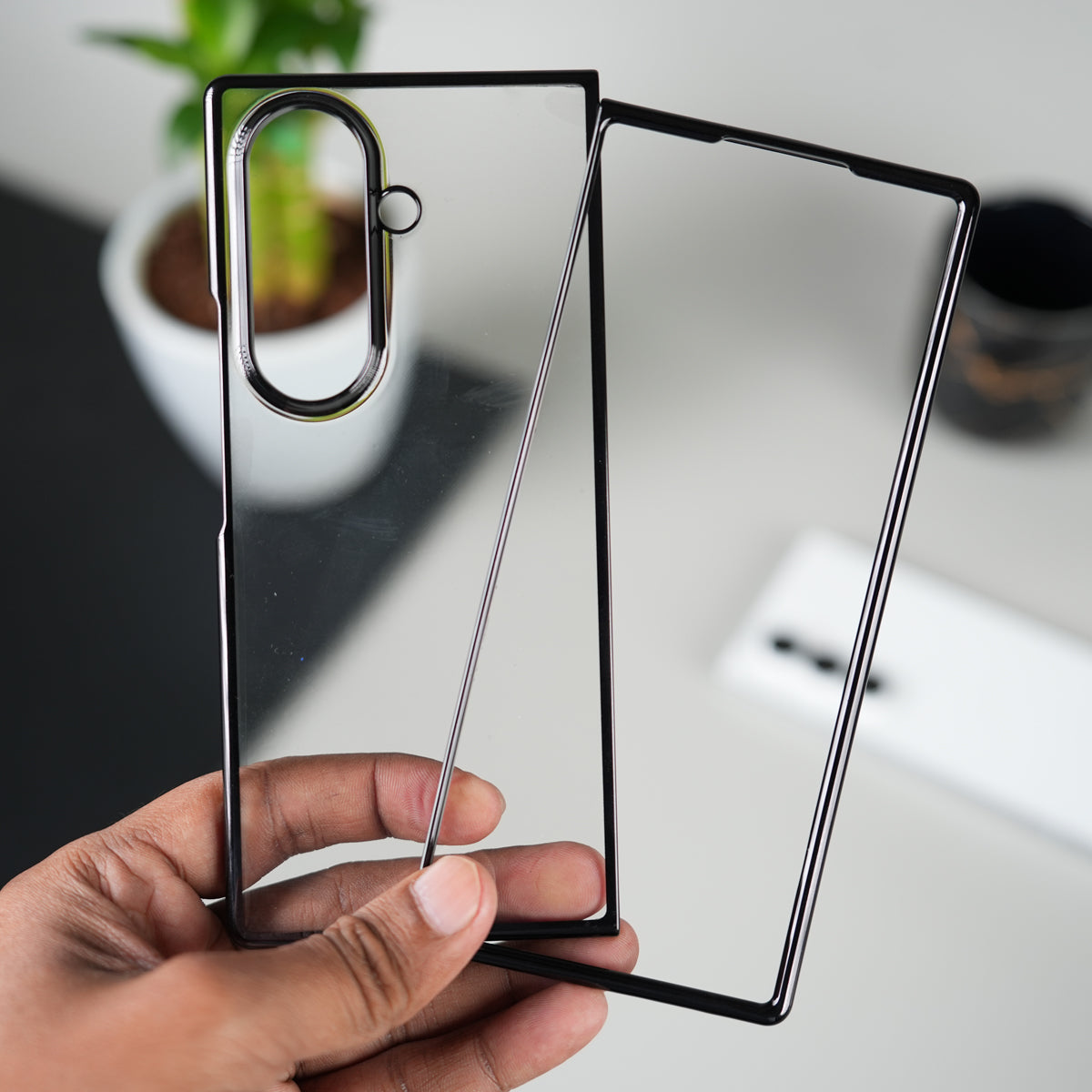 Galaxy Z Fold Series Chrome Plated Transparent Case