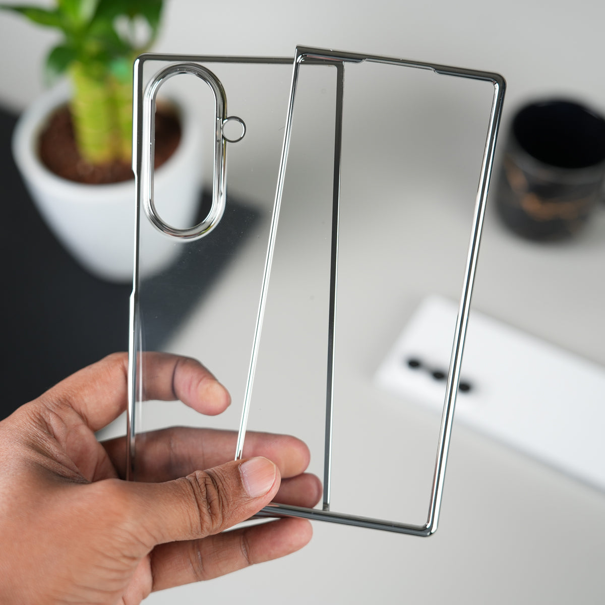 Galaxy Z Fold Series Chrome Plated Transparent Case