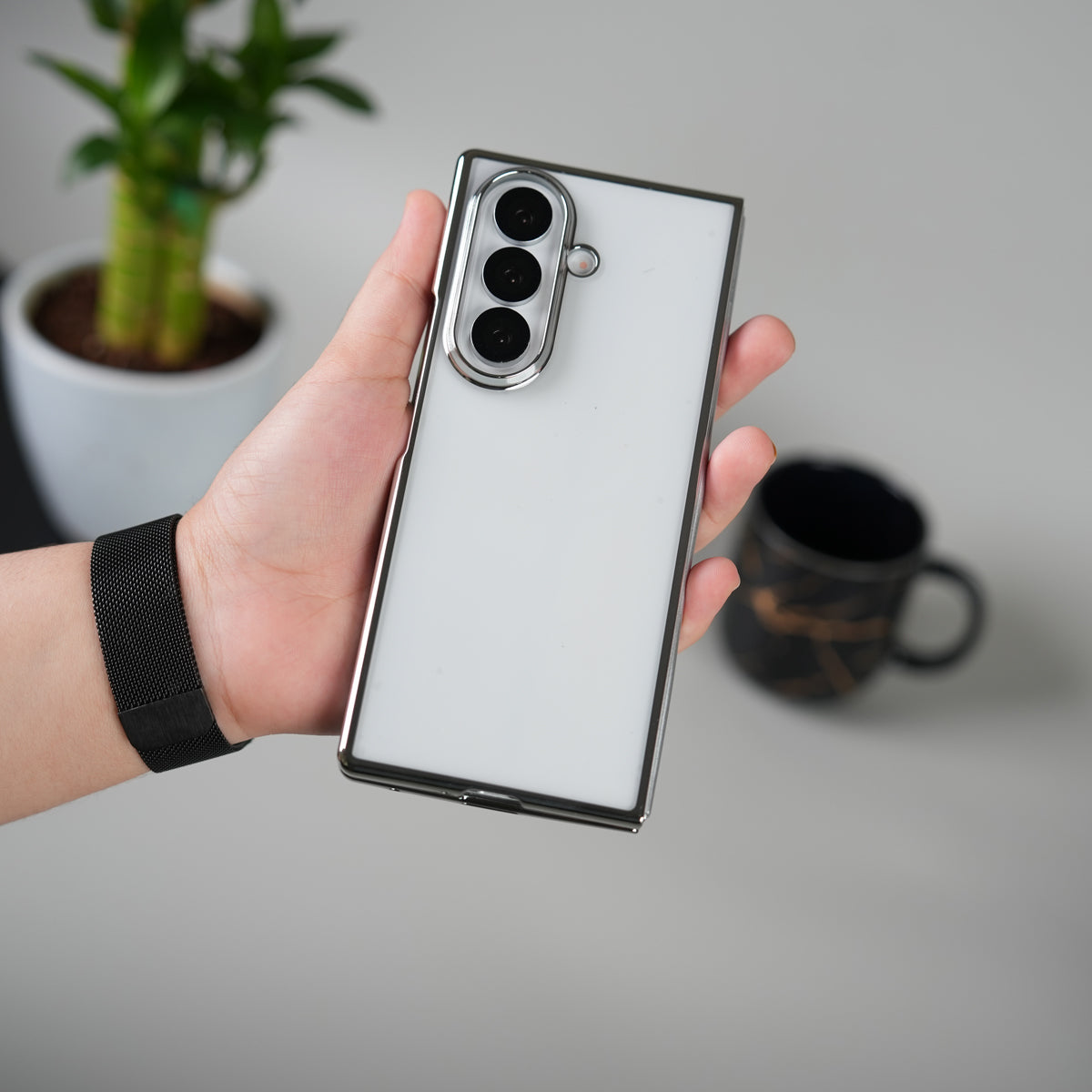 Galaxy Z Fold Series Chrome Plated Transparent Case