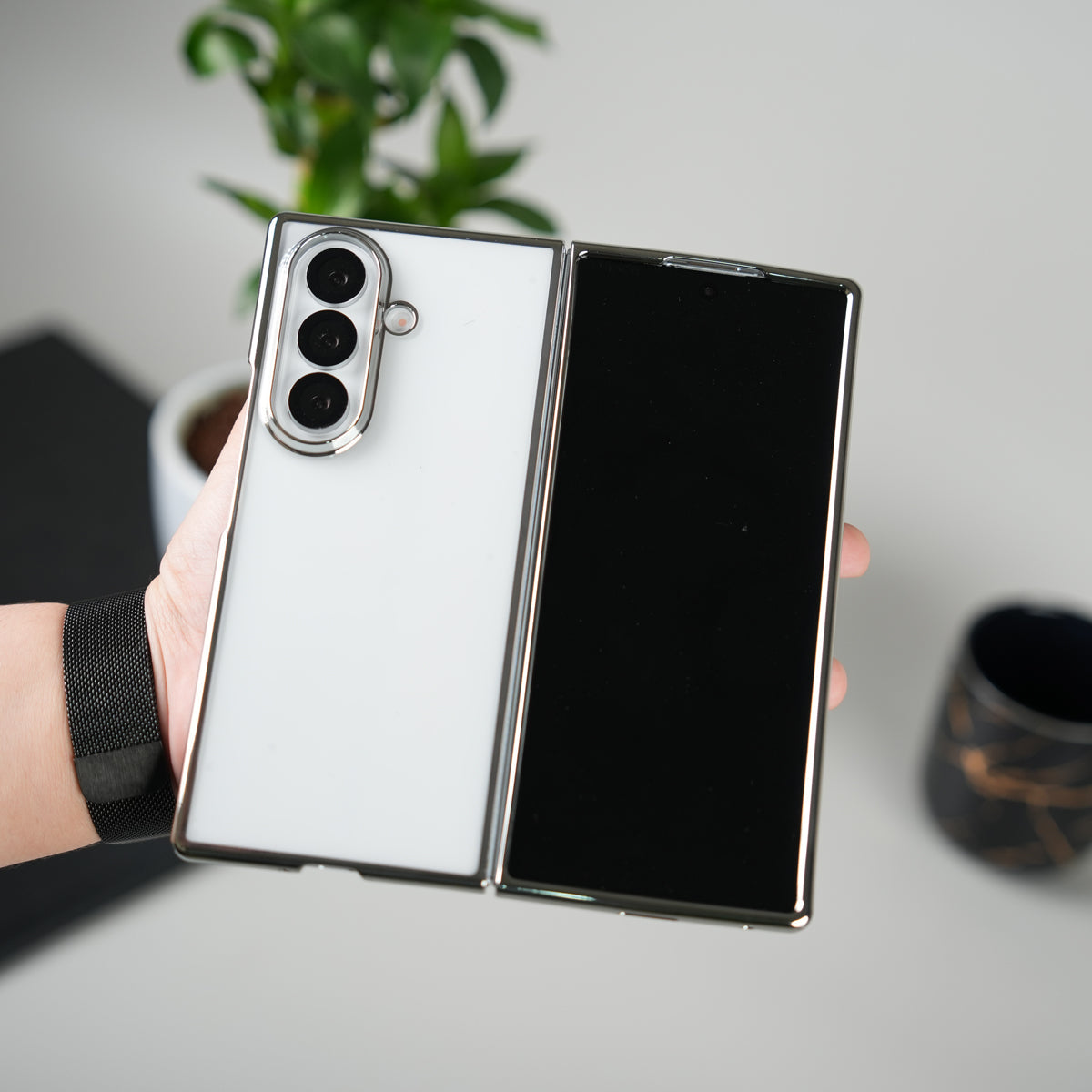 Galaxy Z Fold Series Chrome Plated Transparent Case