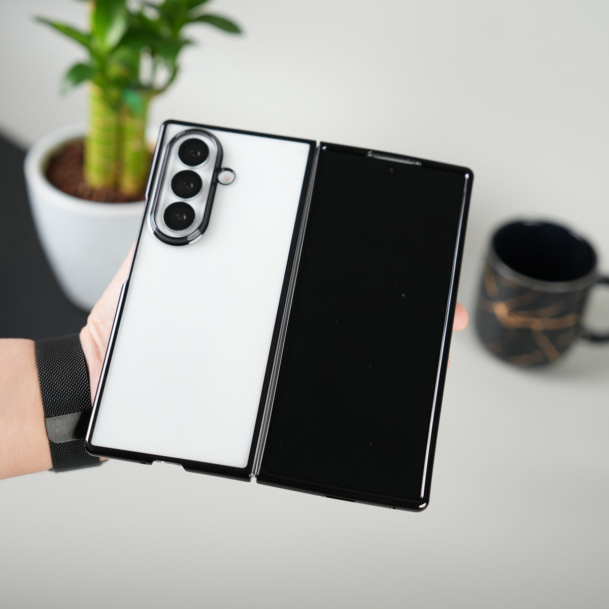 Galaxy Z Fold Series Chrome Plated Transparent Case