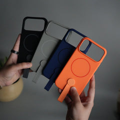 iPhone 17 Pro Silicone Case | Magnetic Ring | Silicone Rotating Grip Strap Cover