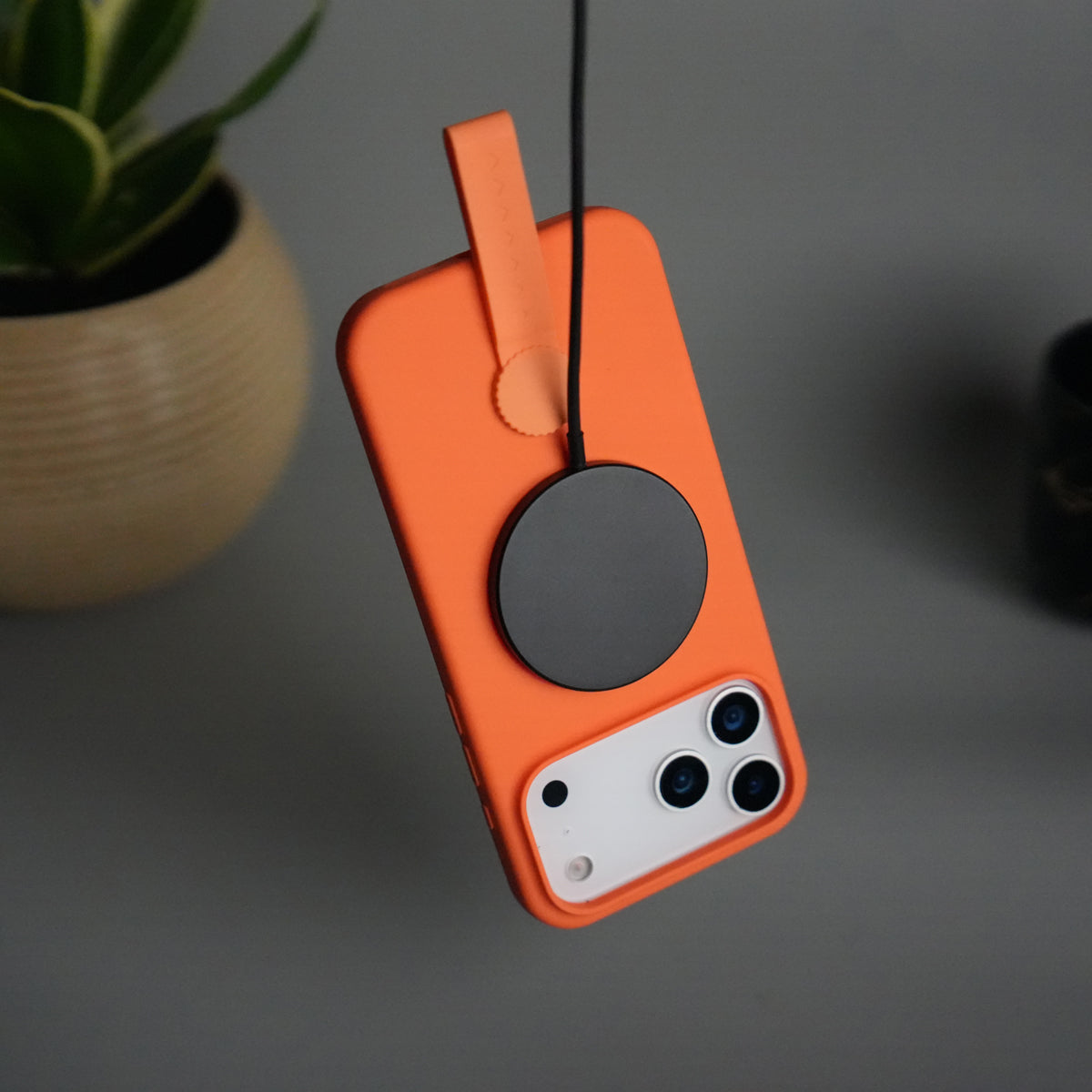 iPhone 17 Pro Silicone Case | Magnetic Ring | Silicone Rotating Grip Strap Cover