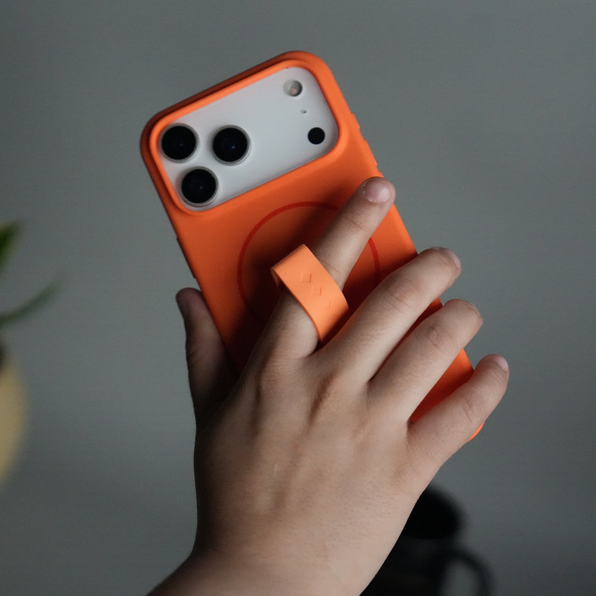 iPhone 17 Pro Silicone Case | Magnetic Ring | Silicone Rotating Grip Strap Cover