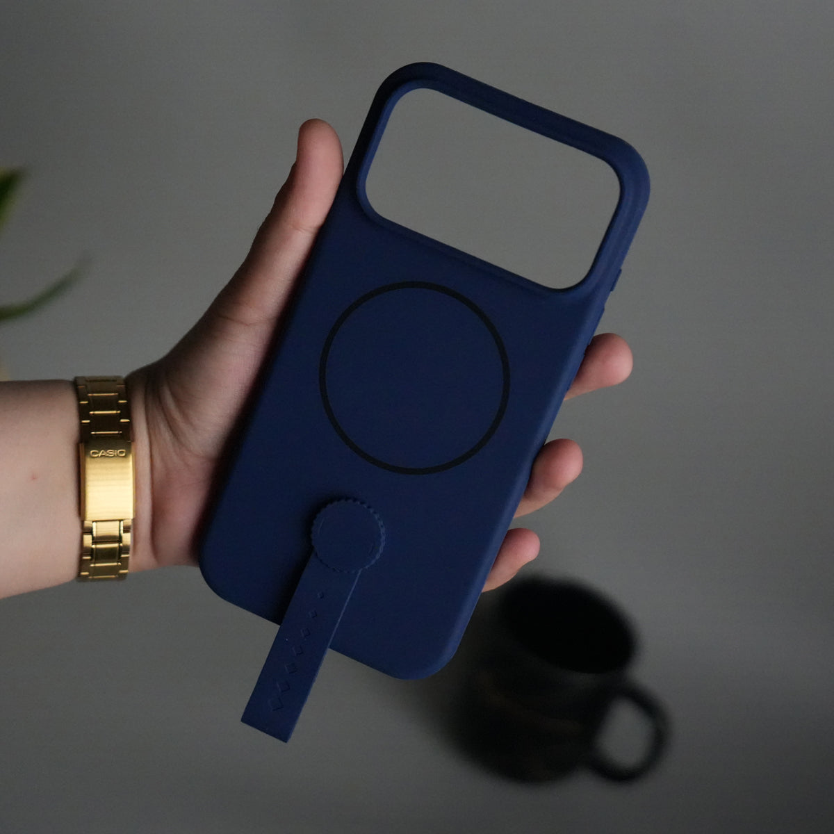 iPhone 17 Pro Silicone Case | Magnetic Ring | Silicone Rotating Grip Strap Cover