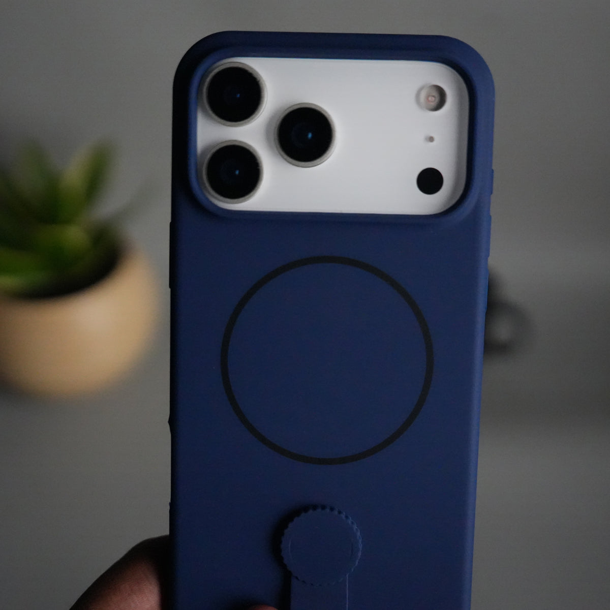 iPhone 17 Pro Silicone Case | Magnetic Ring | Silicone Rotating Grip Strap Cover