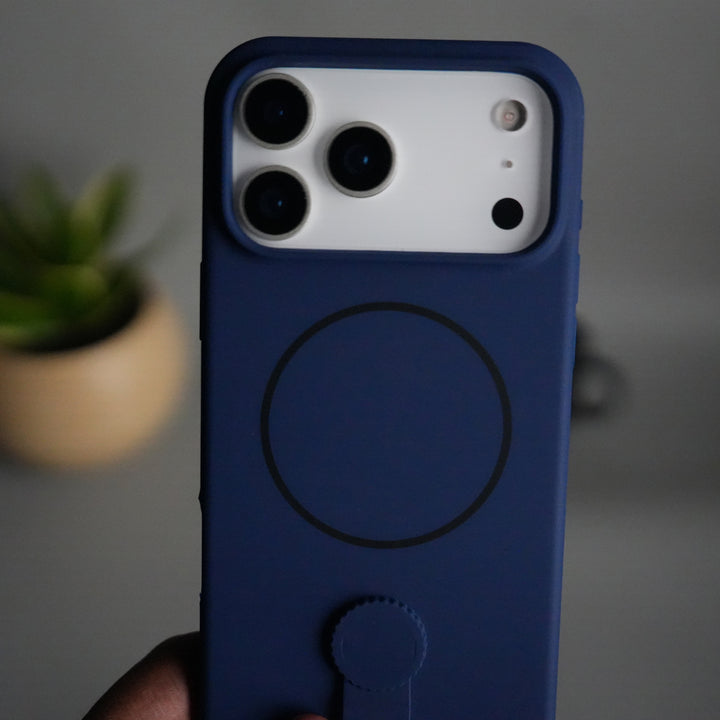 iPhone 17 Pro Max Silicone Case | Magnetic Ring | Silicone Rotating Grip Strap Cover
