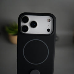 iPhone 17 Pro Silicone Case | Magnetic Ring | Silicone Rotating Grip Strap Cover