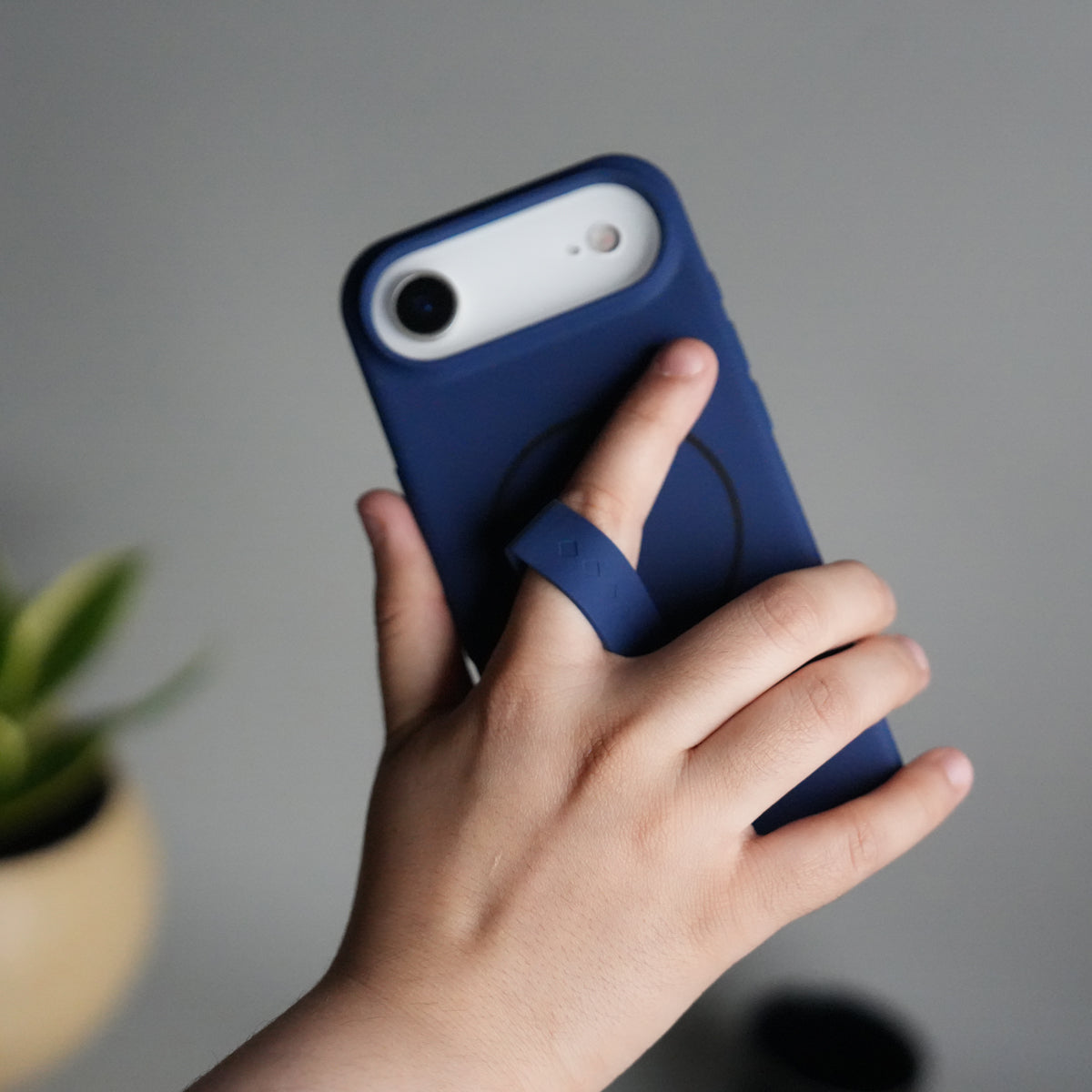 iPhone 17 Air Silicone Case | Magnetic Ring | Silicone Rotating Grip Strap Cover