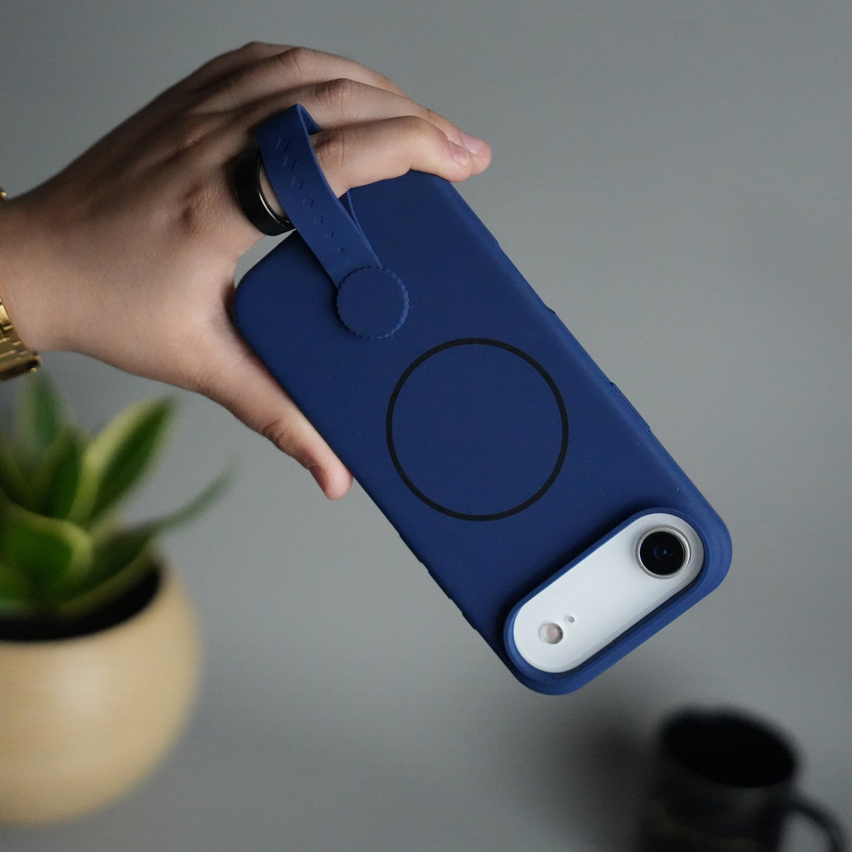 iPhone 17 Air Silicone Case | Magnetic Ring | Silicone Rotating Grip Strap Cover