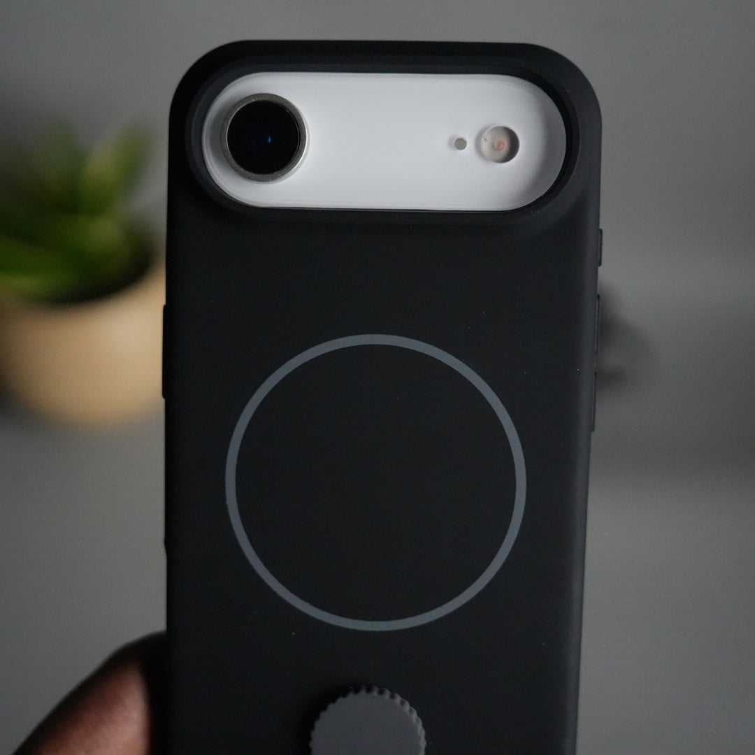 iPhone 17 Air Silicone Case | Magnetic Ring | Silicone Rotating Grip Strap Cover