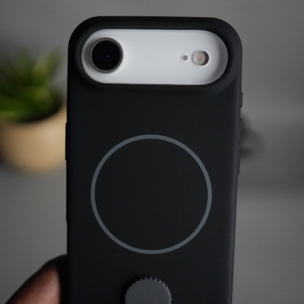 iPhone 17 Air Silicone Case | Magnetic Ring | Silicone Rotating Grip Strap Cover