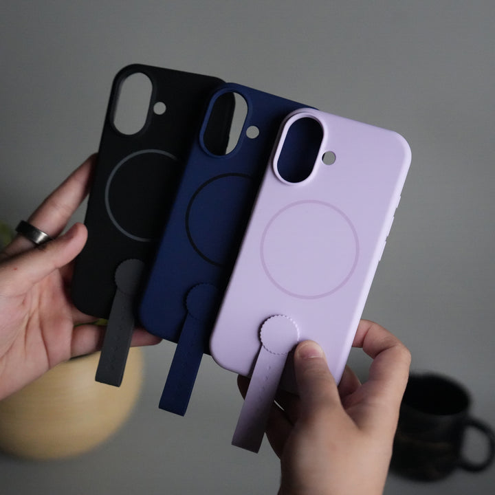 iPhone 17 Silicone Case | Magnetic Ring | Silicone Rotating Grip Strap Cover