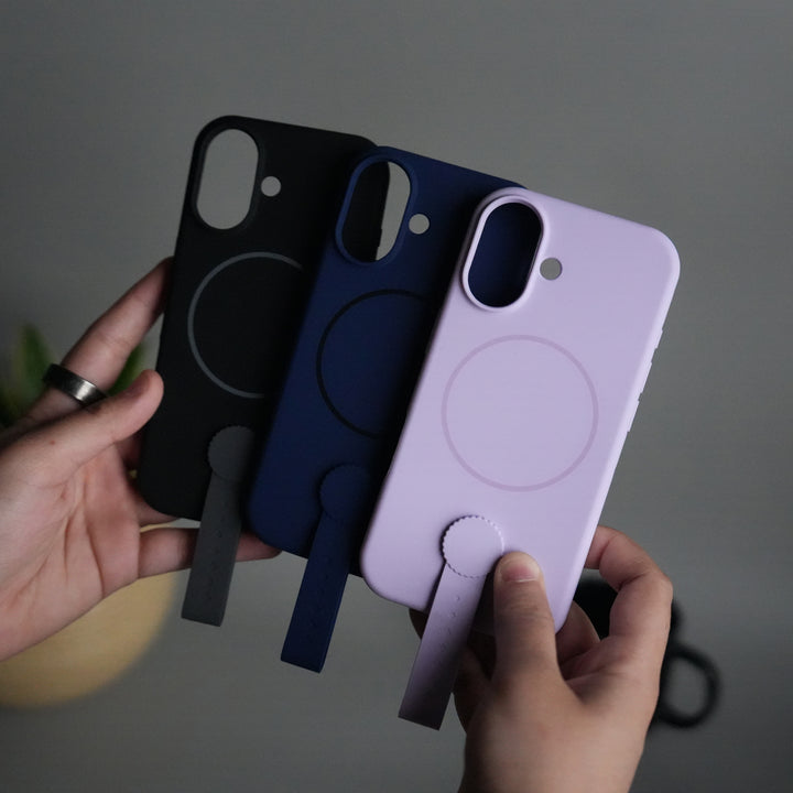 iPhone 17 Silicone Case | Magnetic Ring | Silicone Rotating Grip Strap Cover