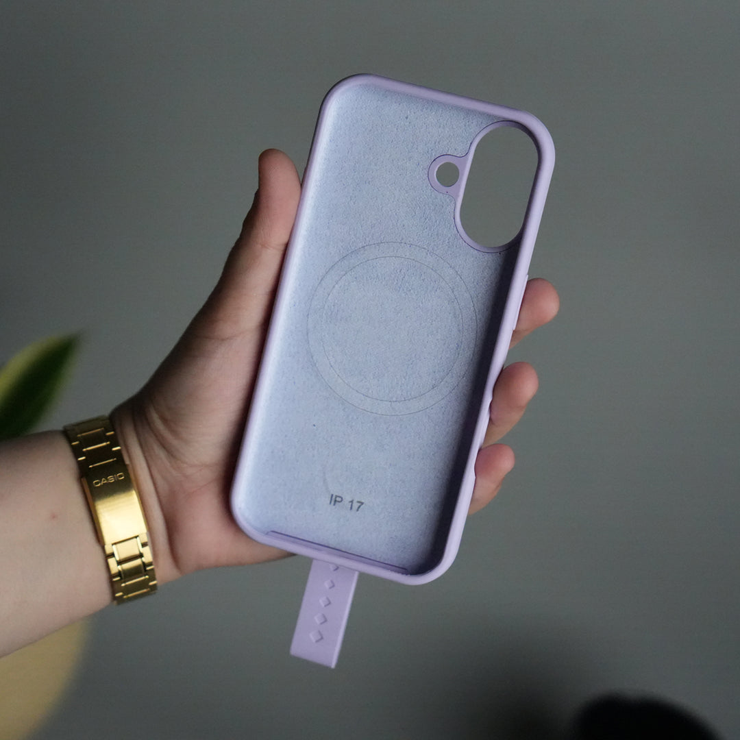 iPhone 17 Silicone Case | Magnetic Ring | Silicone Rotating Grip Strap Cover