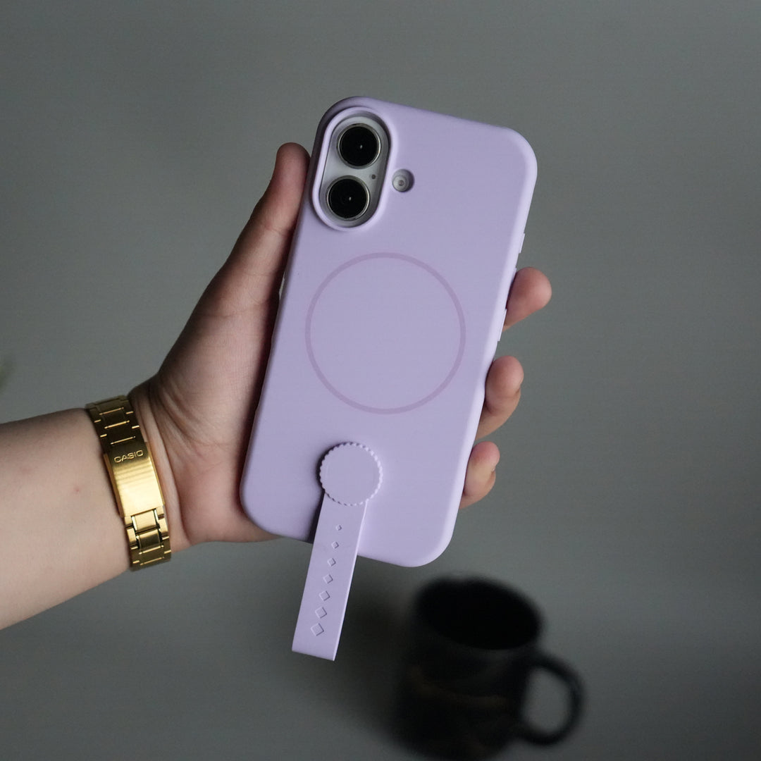 iPhone 17 Silicone Case | Magnetic Ring | Silicone Rotating Grip Strap Cover
