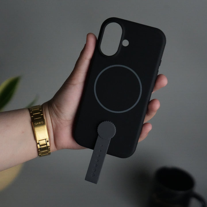 iPhone 17 Silicone Case | Magnetic Ring | Silicone Rotating Grip Strap Cover