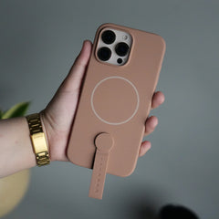 iPhone 16 Pro Silicone Case | Magnetic Ring | Silicone Rotating Grip Strap Cover