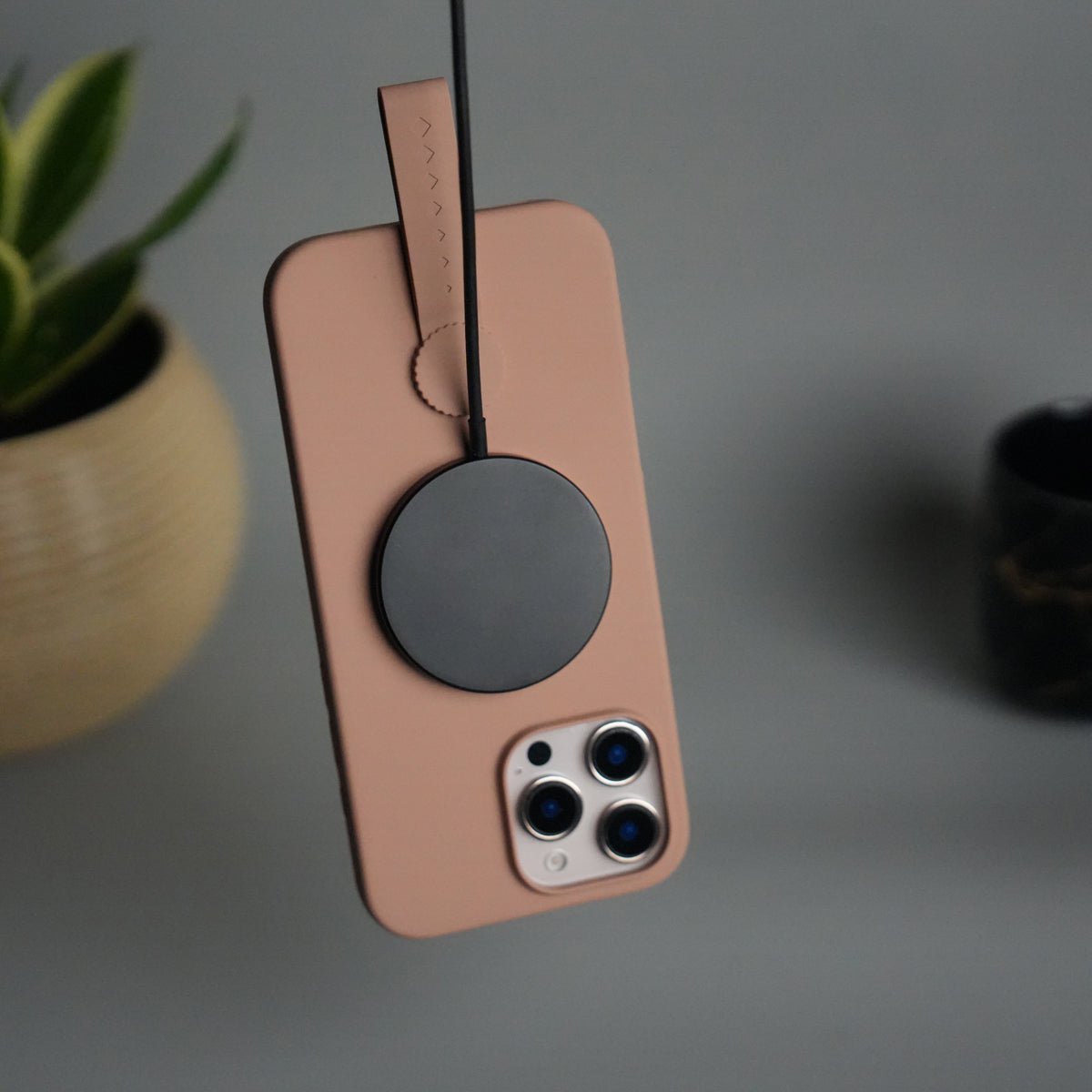iPhone 16 Pro Silicone Case | Magnetic Ring | Silicone Rotating Grip Strap Cover