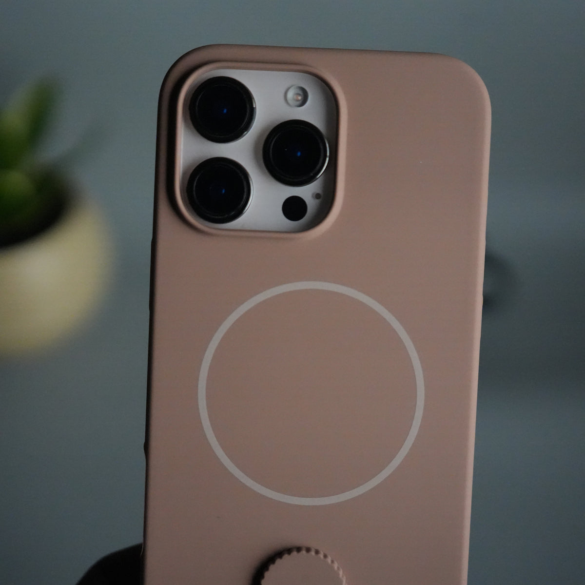 iPhone 16 Pro Silicone Case | Magnetic Ring | Silicone Rotating Grip Strap Cover