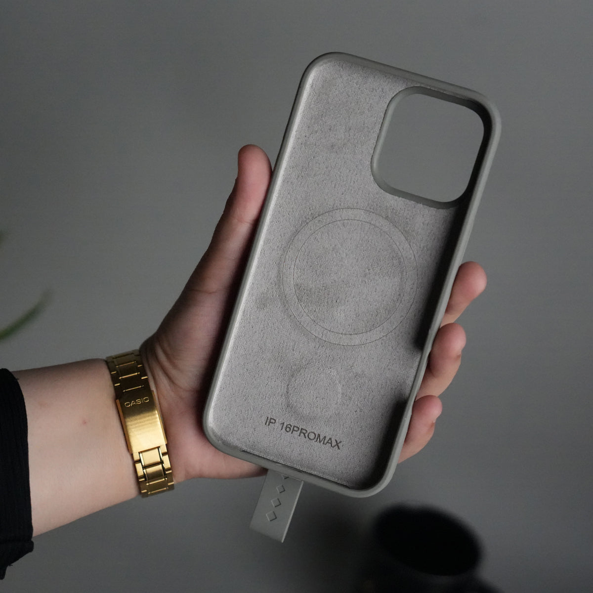 iPhone 16 Pro Silicone Case | Magnetic Ring | Silicone Rotating Grip Strap Cover