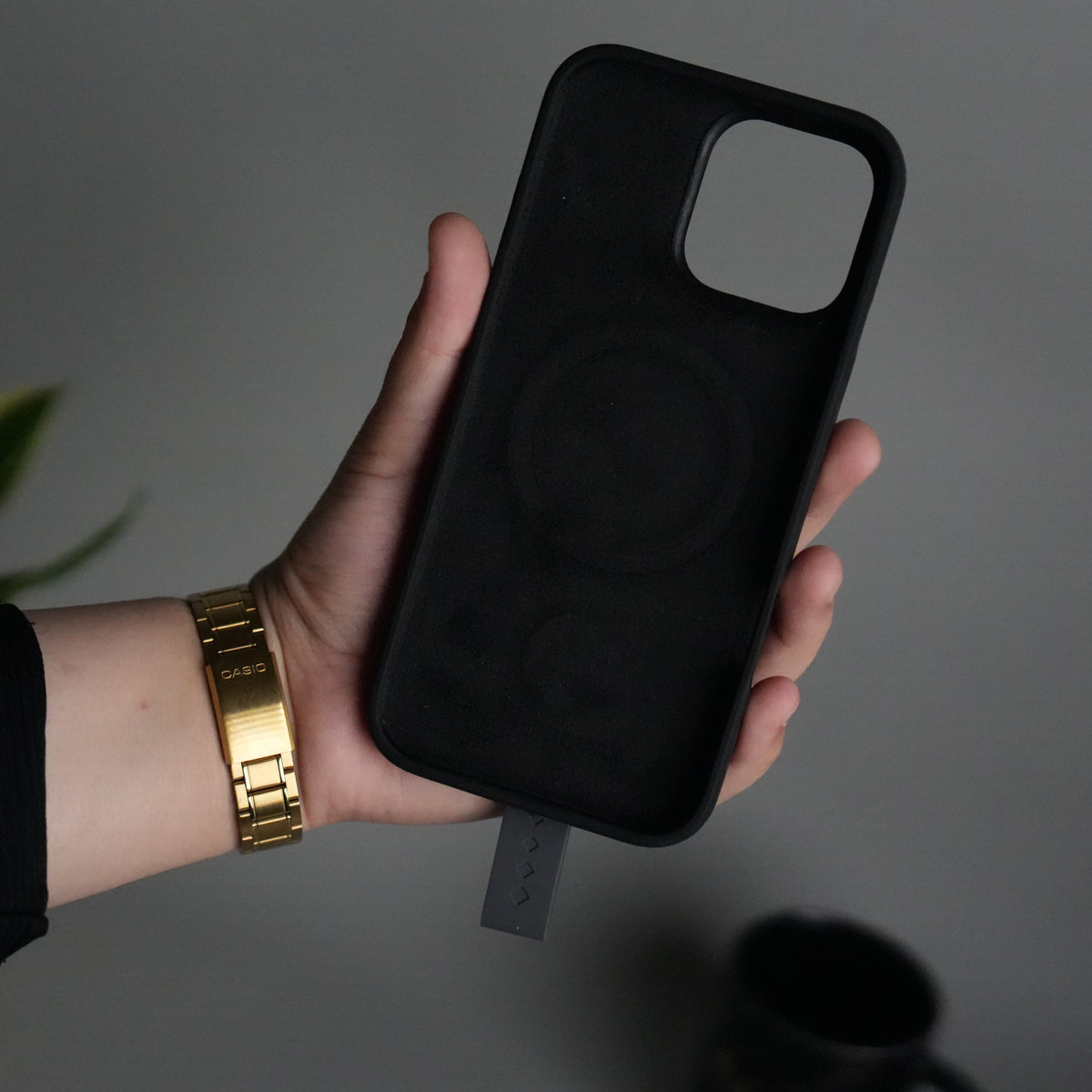 iPhone 16 Pro Silicone Case | Magnetic Ring | Silicone Rotating Grip Strap Cover